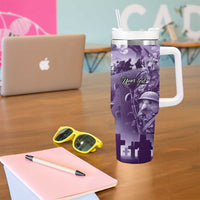 Purple ANZAC Day The Battle of Lone Pine Tumbler With Handle Kiwi-Kangaroo Soldier Lest We Forget LT9 - Polynesian Pride