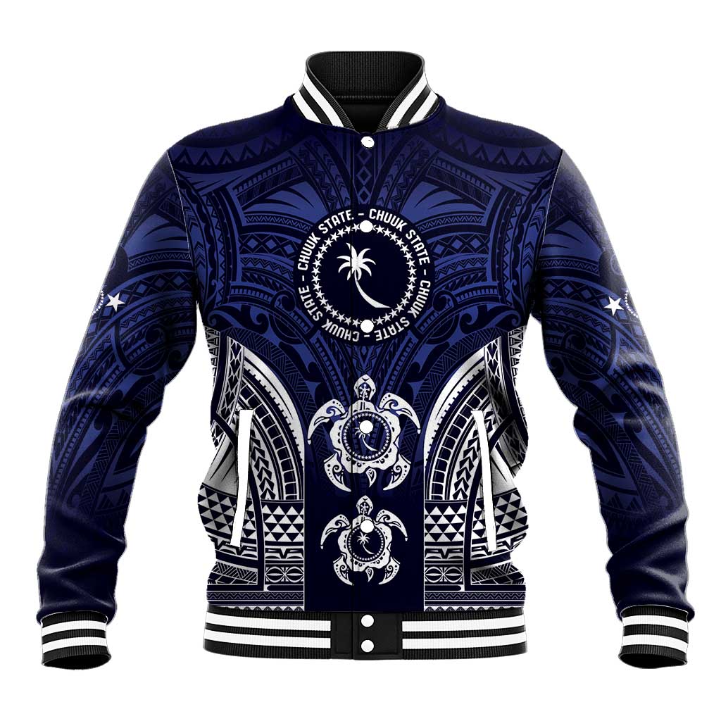 FSM Chuuk States Baseball Jacket Micronesia Six 9 One Polynesian Tribal Pattern LT9 Unisex Blue - Polynesian Pride