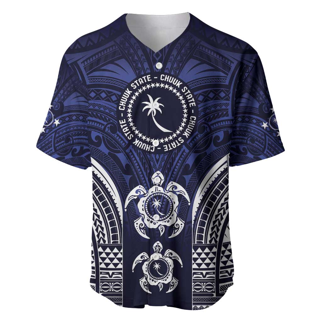 FSM Chuuk States Baseball Jersey Micronesia Six 9 One Polynesian Tribal Pattern LT9 Blue - Polynesian Pride