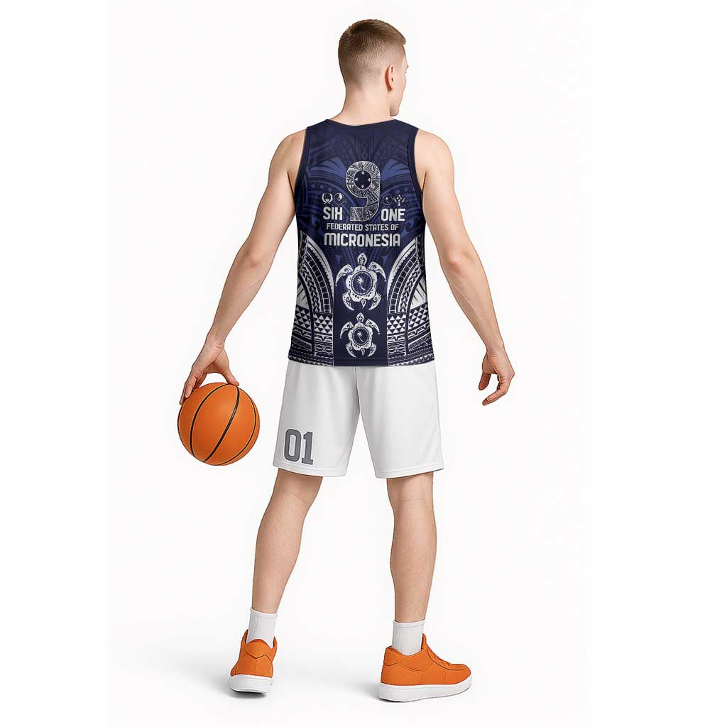 FSM Chuuk States Basketball Jersey Micronesia Six 9 One Polynesian Tribal Pattern - Polynesian Pride