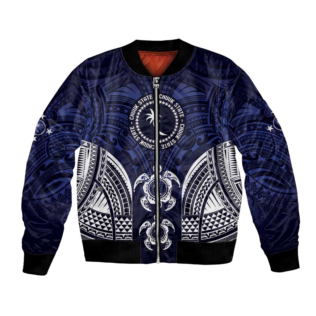 FSM Chuuk States Bomber Jacket Micronesia Six 9 One Polynesian Tribal Pattern LT9 Unisex Blue - Polynesian Pride