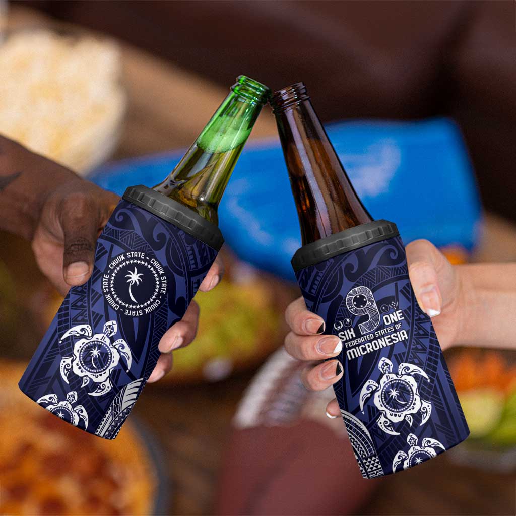 FSM Chuuk States 4 in 1 Can Cooler Tumbler Micronesia Six 9 One Polynesian Tribal Pattern