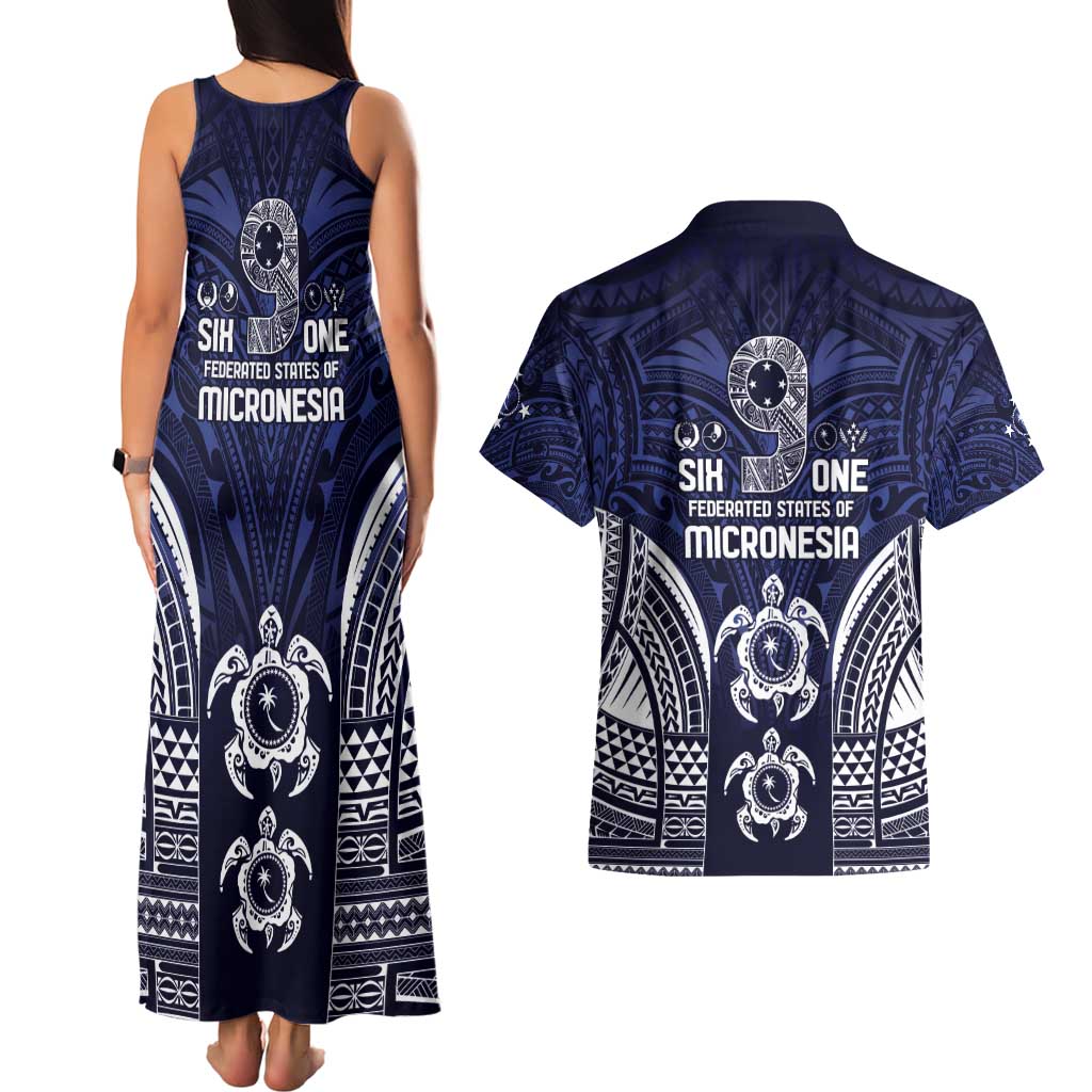 FSM Chuuk States Couples Matching Tank Maxi Dress and Hawaiian Shirt Micronesia Six 9 One Polynesian Tribal Pattern LT9 - Polynesian Pride