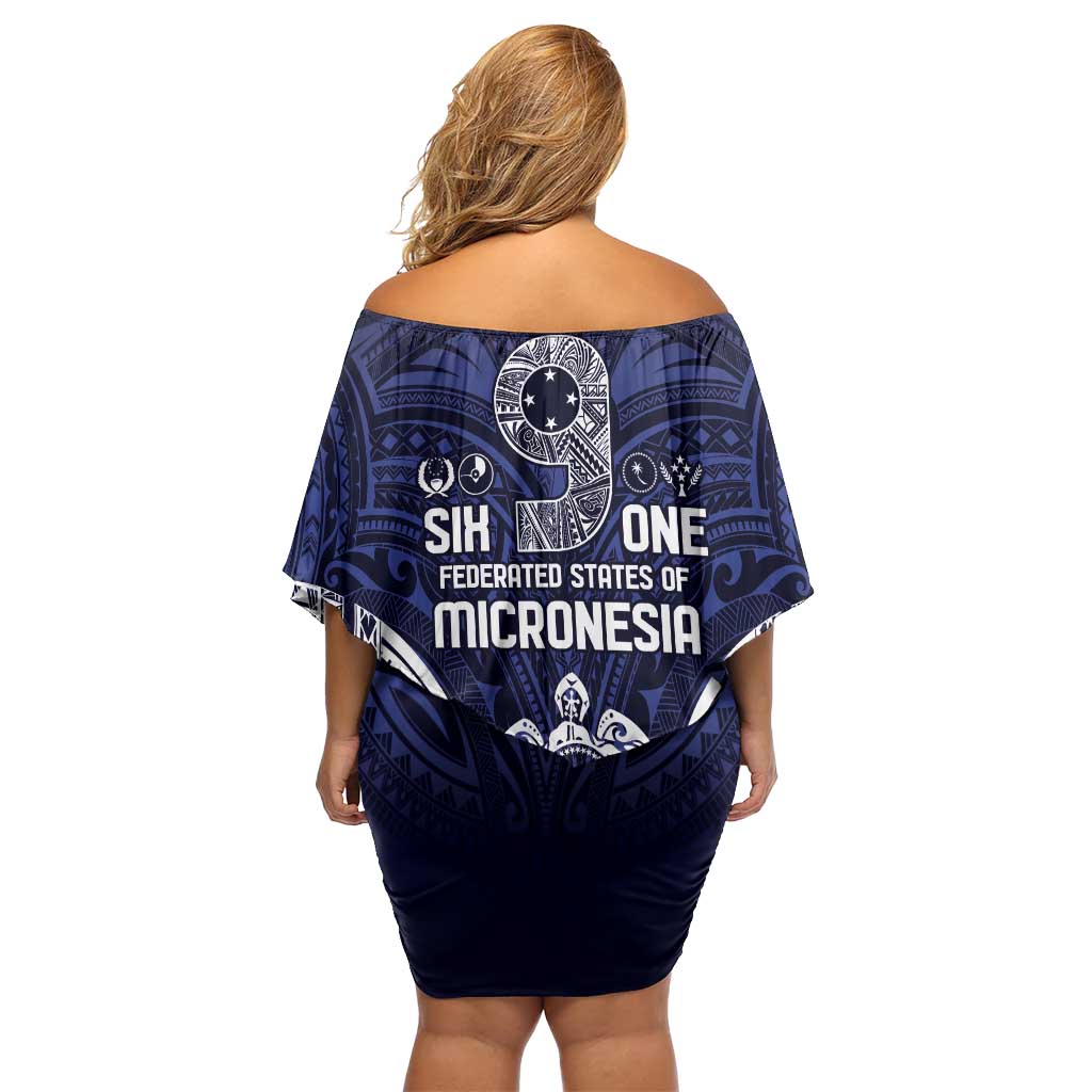 FSM Chuuk States Family Matching Off Shoulder Short Dress and Hawaiian Shirt Micronesia Six 9 One Polynesian Tribal Pattern