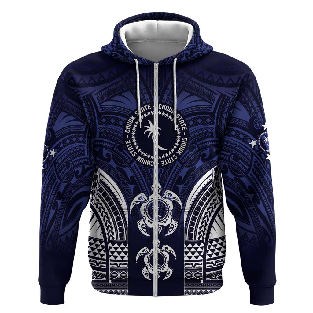 FSM Chuuk States Hoodie Micronesia Six 9 One Polynesian Tribal Pattern LT9 Zip Hoodie Blue - Polynesian Pride