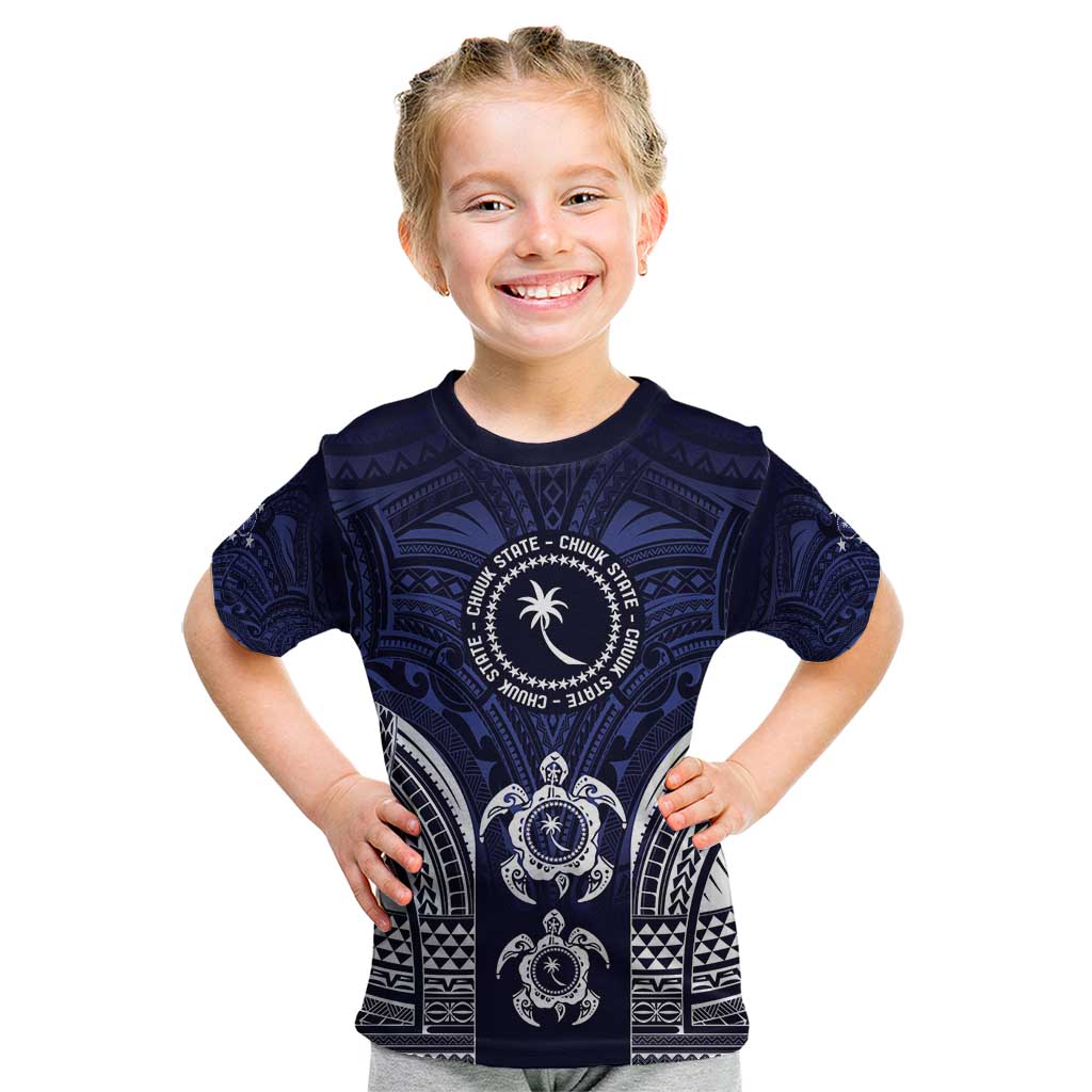 FSM Chuuk States Kid T Shirt Micronesia Six 9 One Polynesian Tribal Pattern LT9 Blue - Polynesian Pride