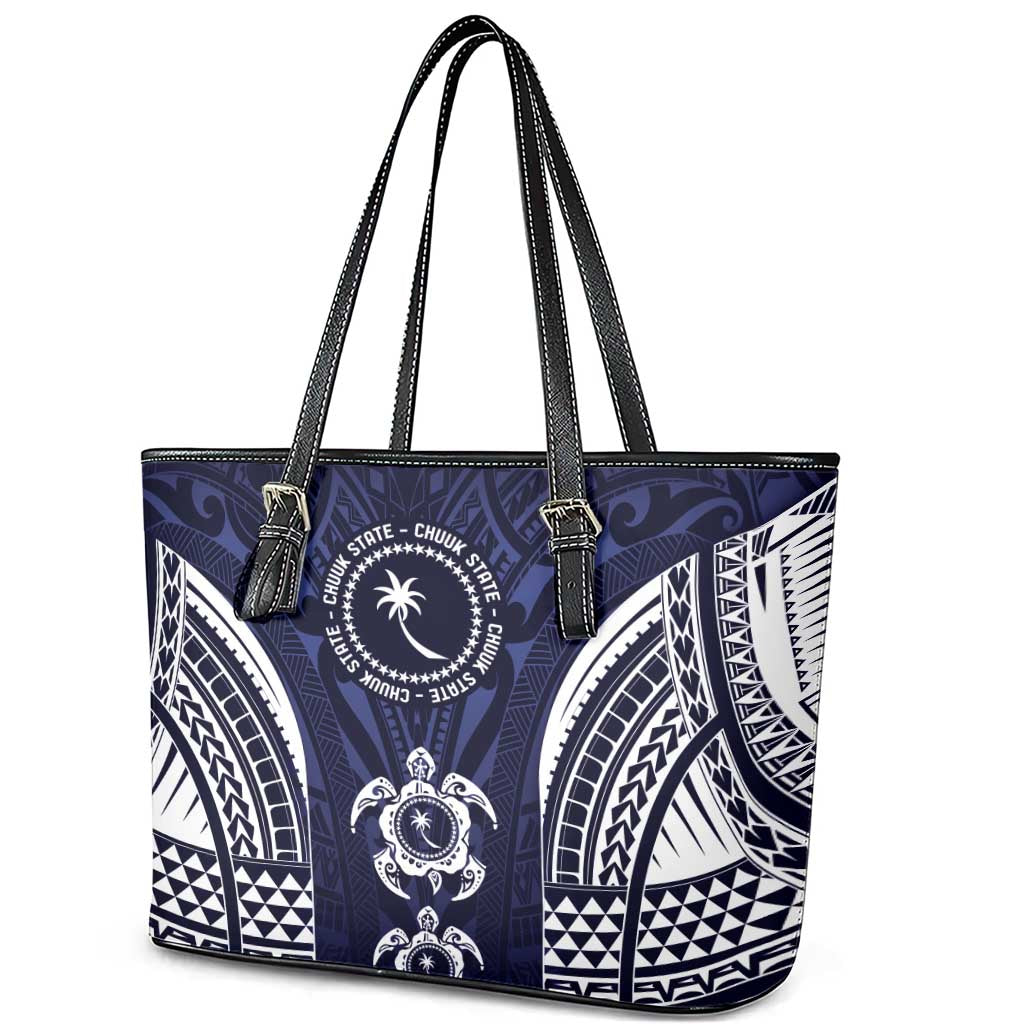 FSM Chuuk States Leather Tote Bag Micronesia Six 9 One Polynesian Tribal Pattern