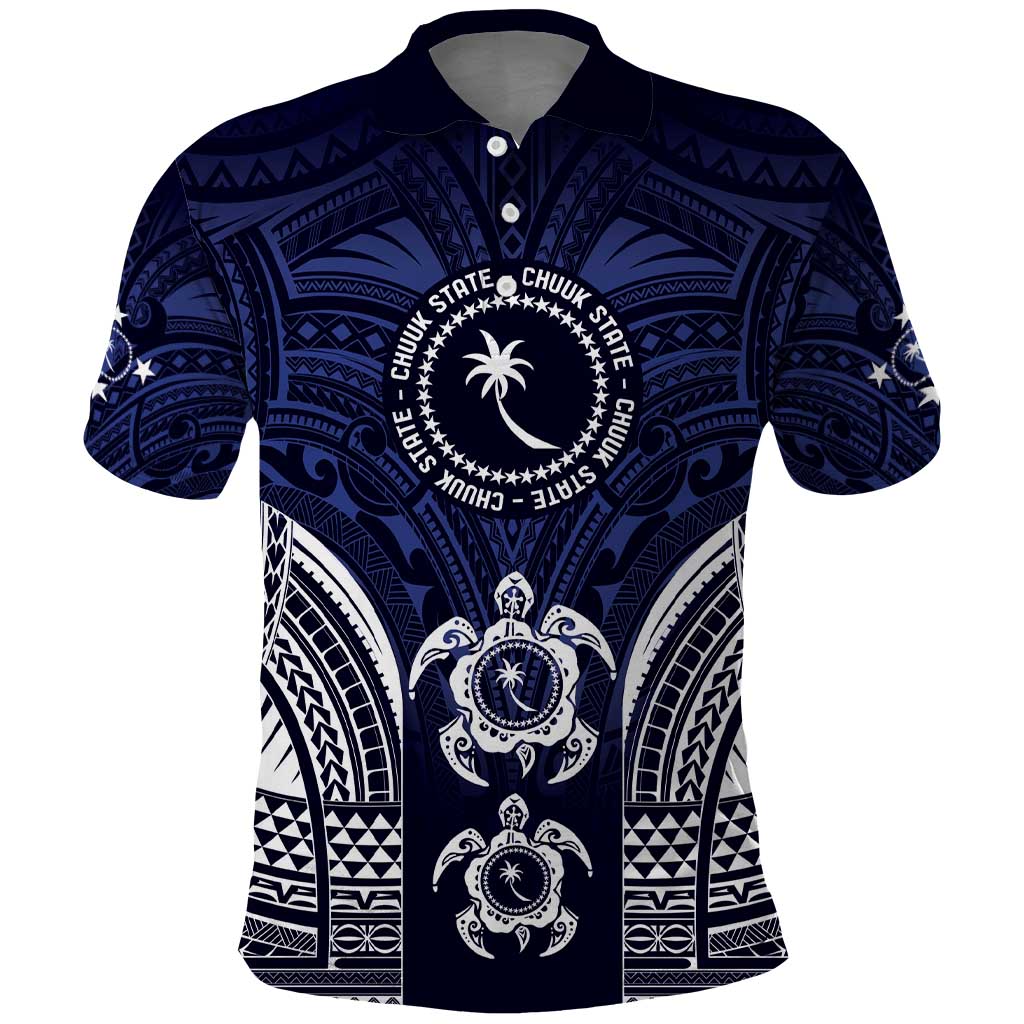 FSM Chuuk States Polo Shirt Micronesia Six 9 One Polynesian Tribal Pattern LT9 Blue - Polynesian Pride
