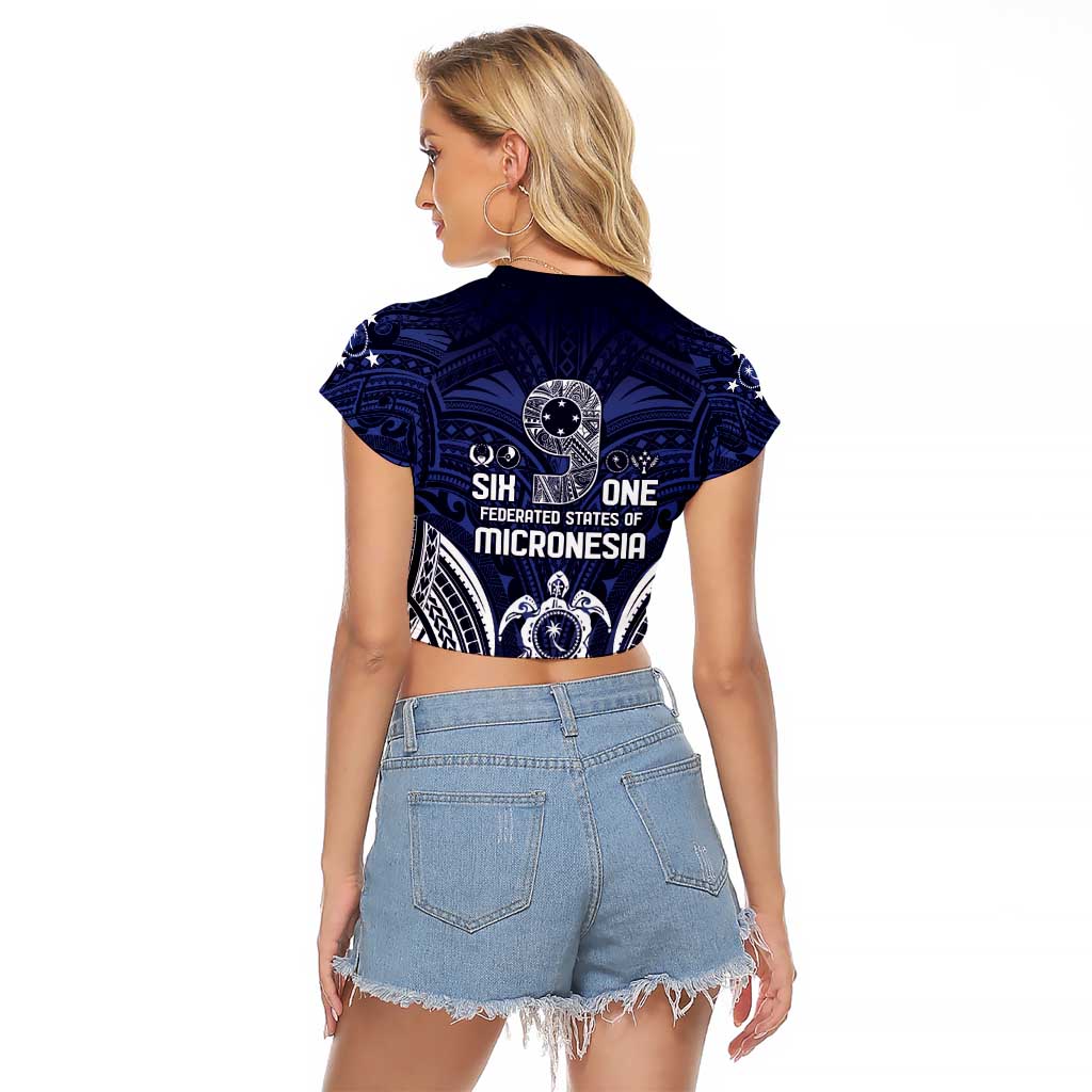 FSM Chuuk States Raglan Cropped T Shirt Micronesia Six 9 One Polynesian Tribal Pattern LT9 - Polynesian Pride