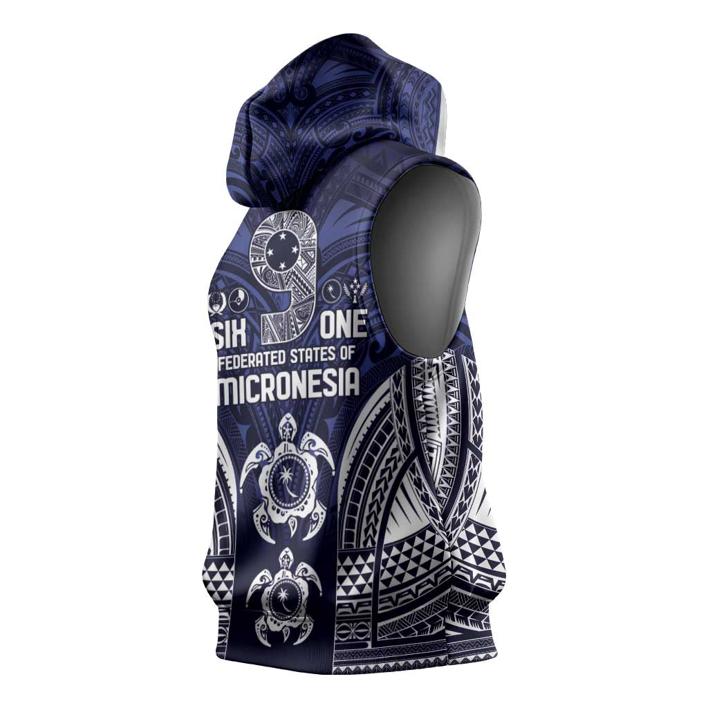 FSM Chuuk States Sleeveless Hoodie Micronesia Six 9 One Polynesian Tribal Pattern - Polynesian Pride