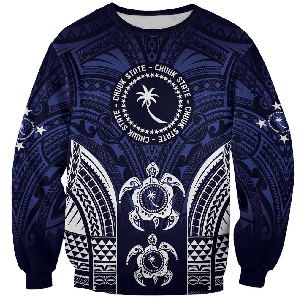 FSM Chuuk States Sweatshirt Micronesia Six 9 One Polynesian Tribal Pattern LT9 Unisex Blue - Polynesian Pride