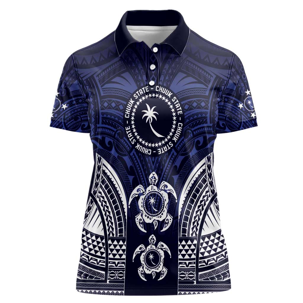 FSM Chuuk States Women Polo Shirt Micronesia Six 9 One Polynesian Tribal Pattern