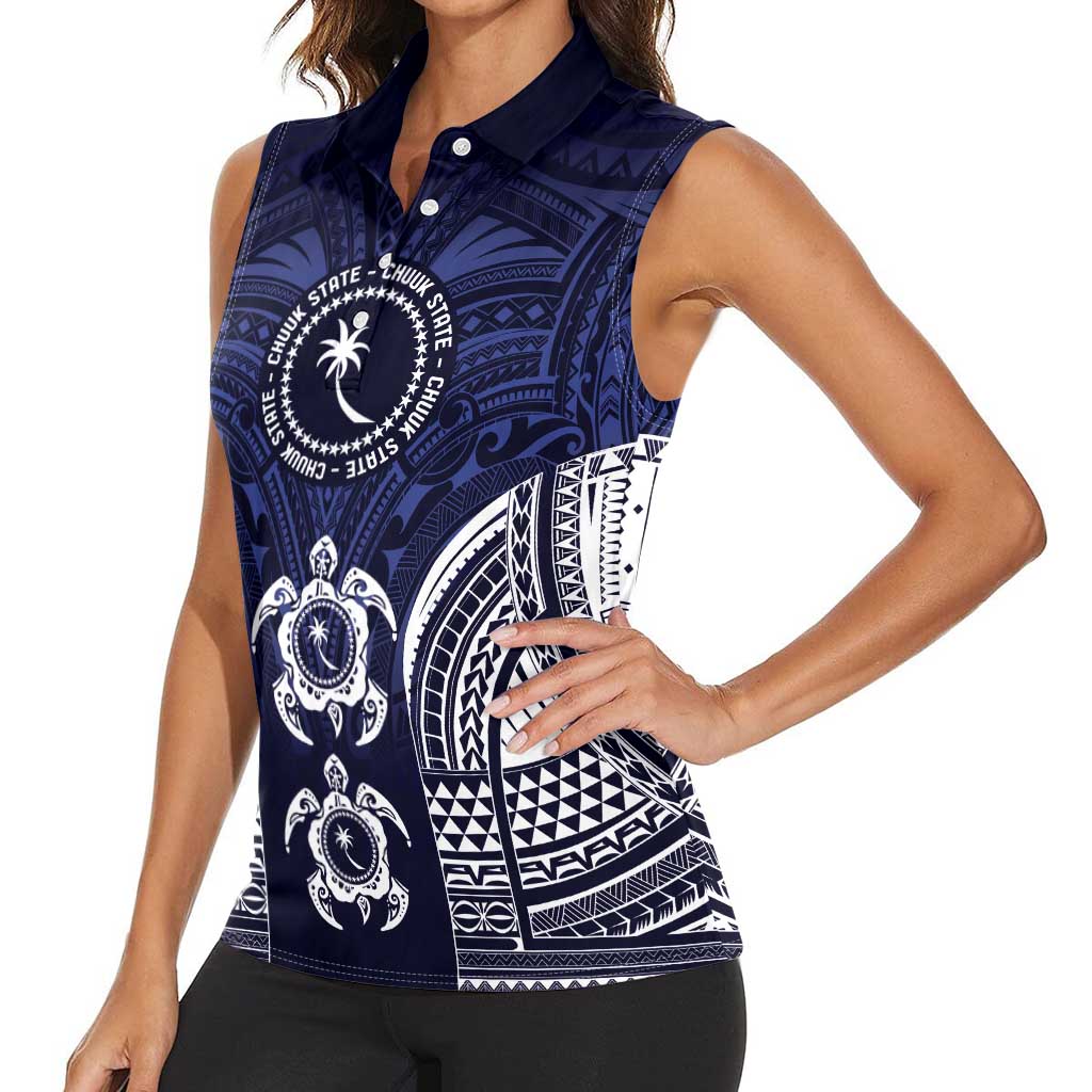 FSM Chuuk States Women Sleeveless Polo Shirt Micronesia Six 9 One Polynesian Tribal Pattern
