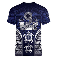 FSM Chuuk States Women V-Neck T-Shirt Micronesia Six 9 One Polynesian Tribal Pattern LT9 - Polynesian Pride