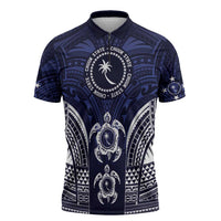 FSM Chuuk States Zipper Polo Shirt Micronesia Six 9 One Polynesian Tribal Pattern - Polynesian Pride