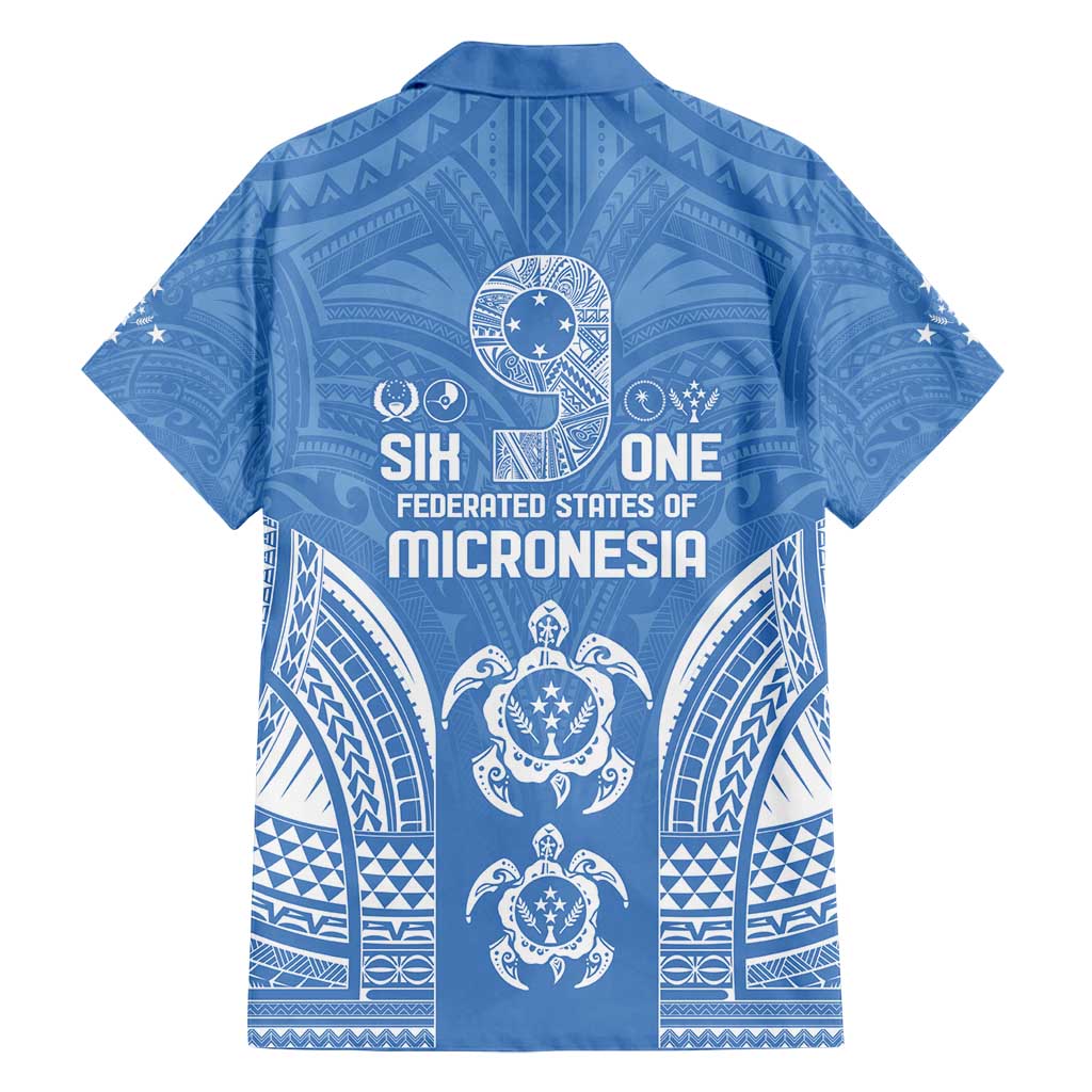 FSM Kosrae States Family Matching Off Shoulder Short Dress and Hawaiian Shirt Micronesia Six 9 One Polynesian Tribal Pattern