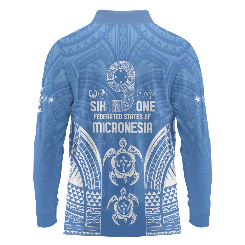 FSM Kosrae States Long Sleeve Polo Shirt Micronesia Six 9 One Polynesian Tribal Pattern