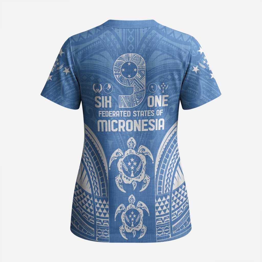 FSM Kosrae States Scrub Top Micronesia Six 9 One Polynesian Tribal Pattern - Polynesian Pride