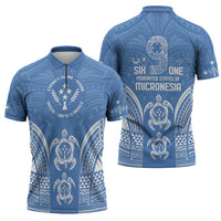 FSM Kosrae States Zipper Polo Shirt Micronesia Six 9 One Polynesian Tribal Pattern - Polynesian Pride