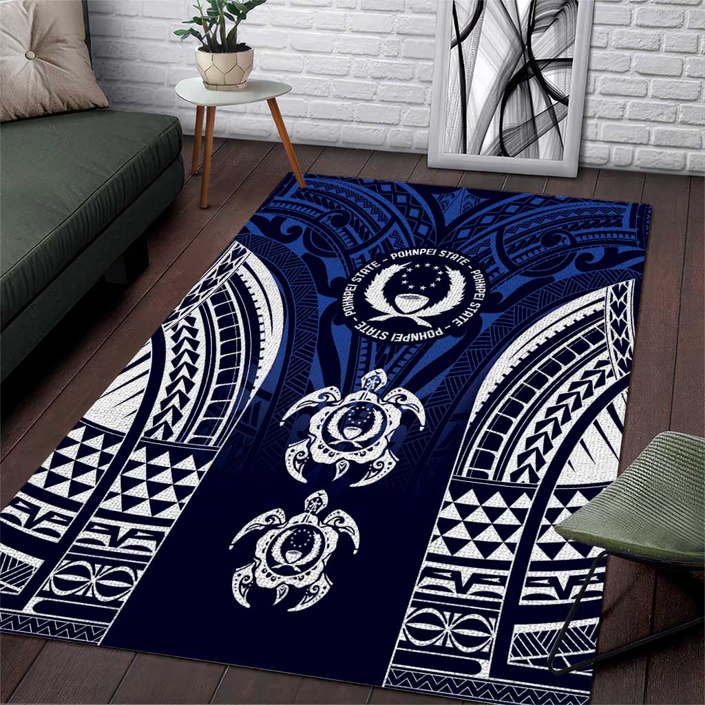 FSM Pohnpei States Area Rug Micronesia Six 9 One Polynesian Tribal Pattern LT9 Blue - Polynesian Pride