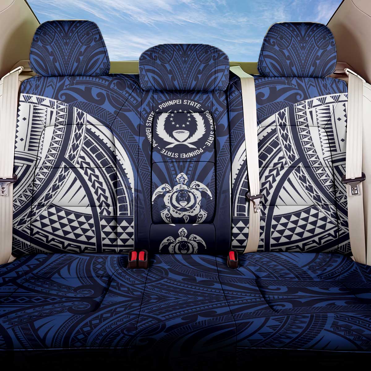 FSM Pohnpei States Back Car Seat Cover Micronesia Six 9 One Polynesian Tribal Pattern