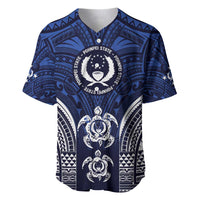 FSM Pohnpei States Baseball Jersey Micronesia Six 9 One Polynesian Tribal Pattern LT9 Blue - Polynesian Pride