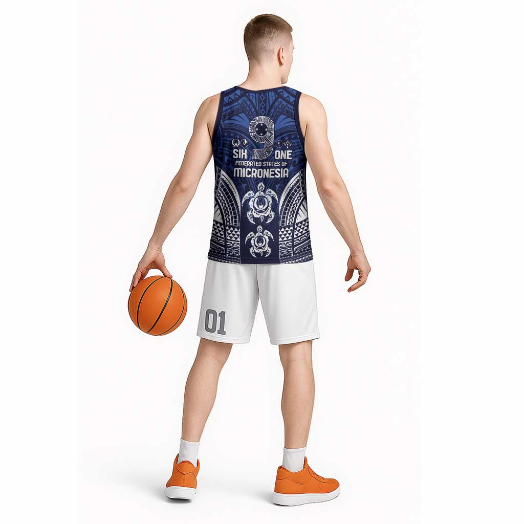 FSM Pohnpei States Basketball Jersey Micronesia Six 9 One Polynesian Tribal Pattern - Polynesian Pride