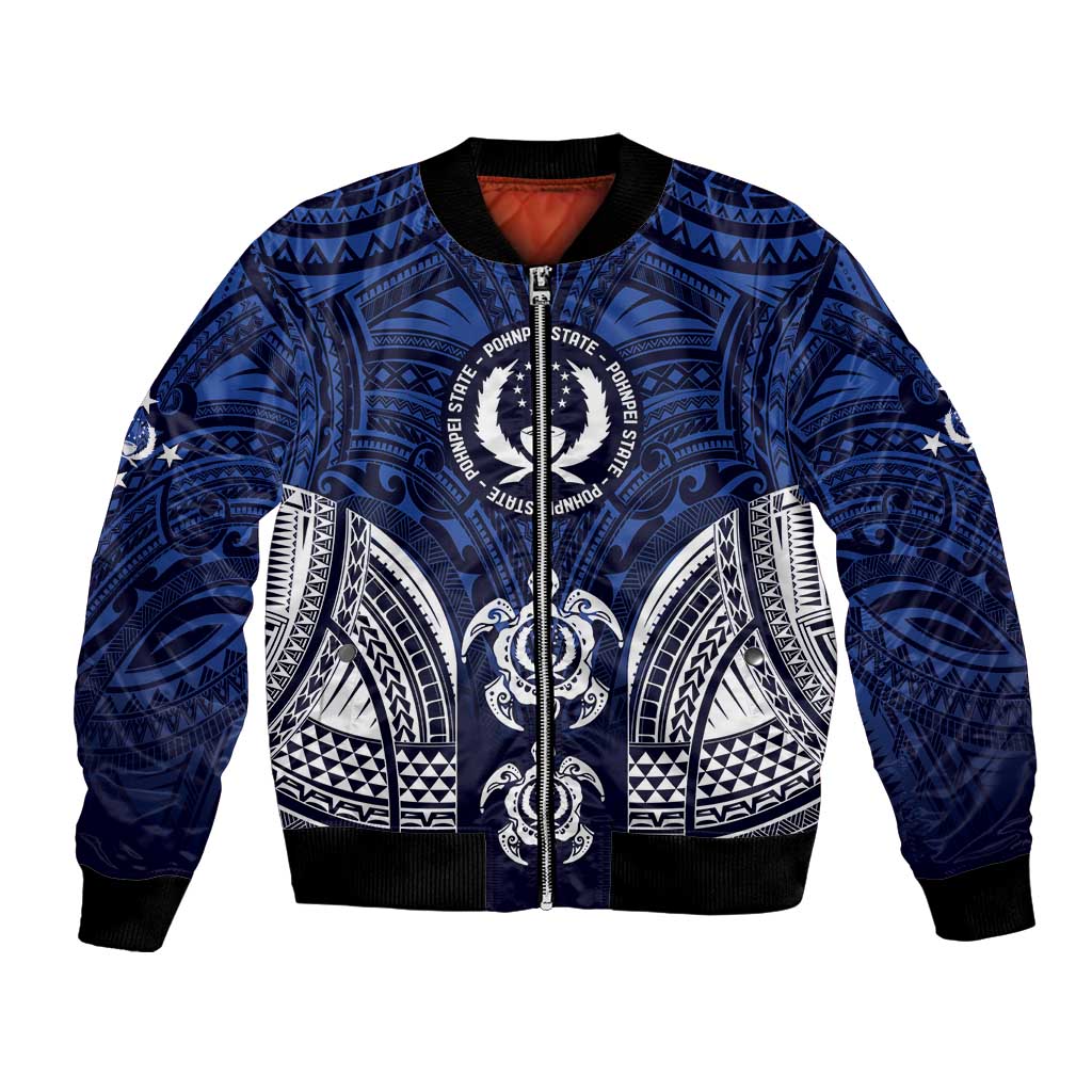 FSM Pohnpei States Bomber Jacket Micronesia Six 9 One Polynesian Tribal Pattern LT9 Unisex Blue - Polynesian Pride