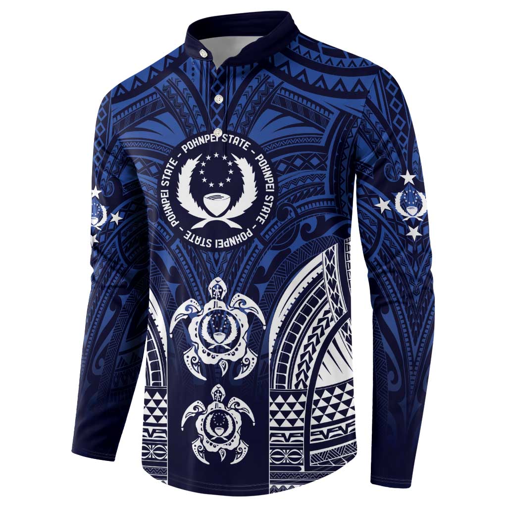 FSM Pohnpei States Button Sweatshirt Micronesia Six 9 One Polynesian Tribal Pattern