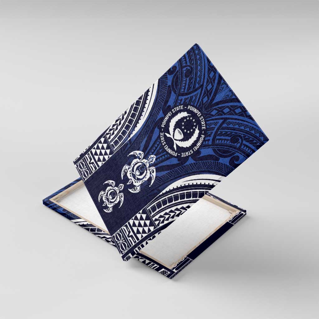 FSM Pohnpei States Canvas Wall Art Micronesia Six 9 One Polynesian Tribal Pattern LT9 With Frame Blue - Polynesian Pride