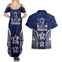 FSM Pohnpei States Couples Matching Summer Maxi Dress and Hawaiian Shirt Micronesia Six 9 One Polynesian Tribal Pattern