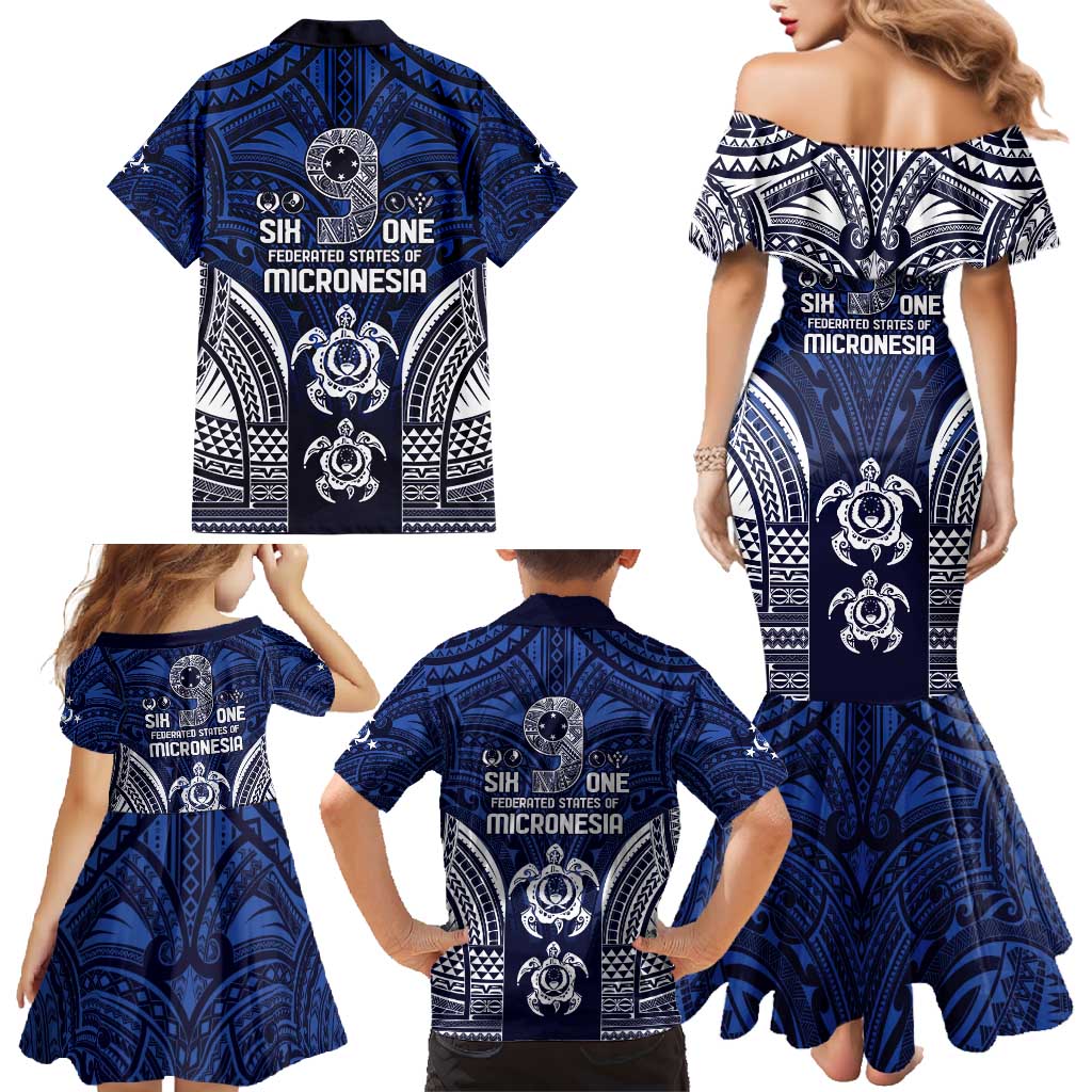 FSM Pohnpei States Family Matching Mermaid Dress and Hawaiian Shirt Micronesia Six 9 One Polynesian Tribal Pattern