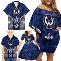 FSM Pohnpei States Family Matching Off Shoulder Short Dress and Hawaiian Shirt Micronesia Six 9 One Polynesian Tribal Pattern