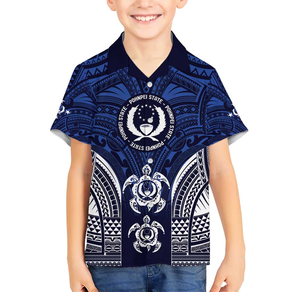 FSM Pohnpei States Family Matching Off Shoulder Short Dress and Hawaiian Shirt Micronesia Six 9 One Polynesian Tribal Pattern