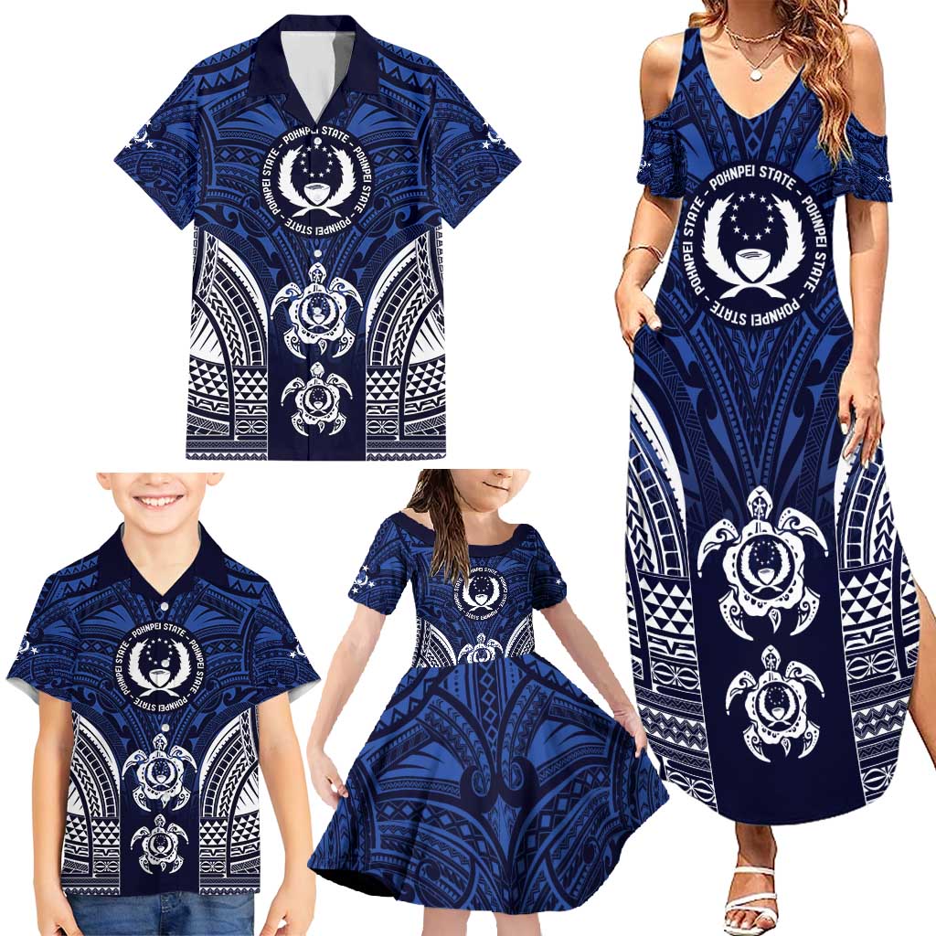 FSM Pohnpei States Family Matching Summer Maxi Dress and Hawaiian Shirt Micronesia Six 9 One Polynesian Tribal Pattern