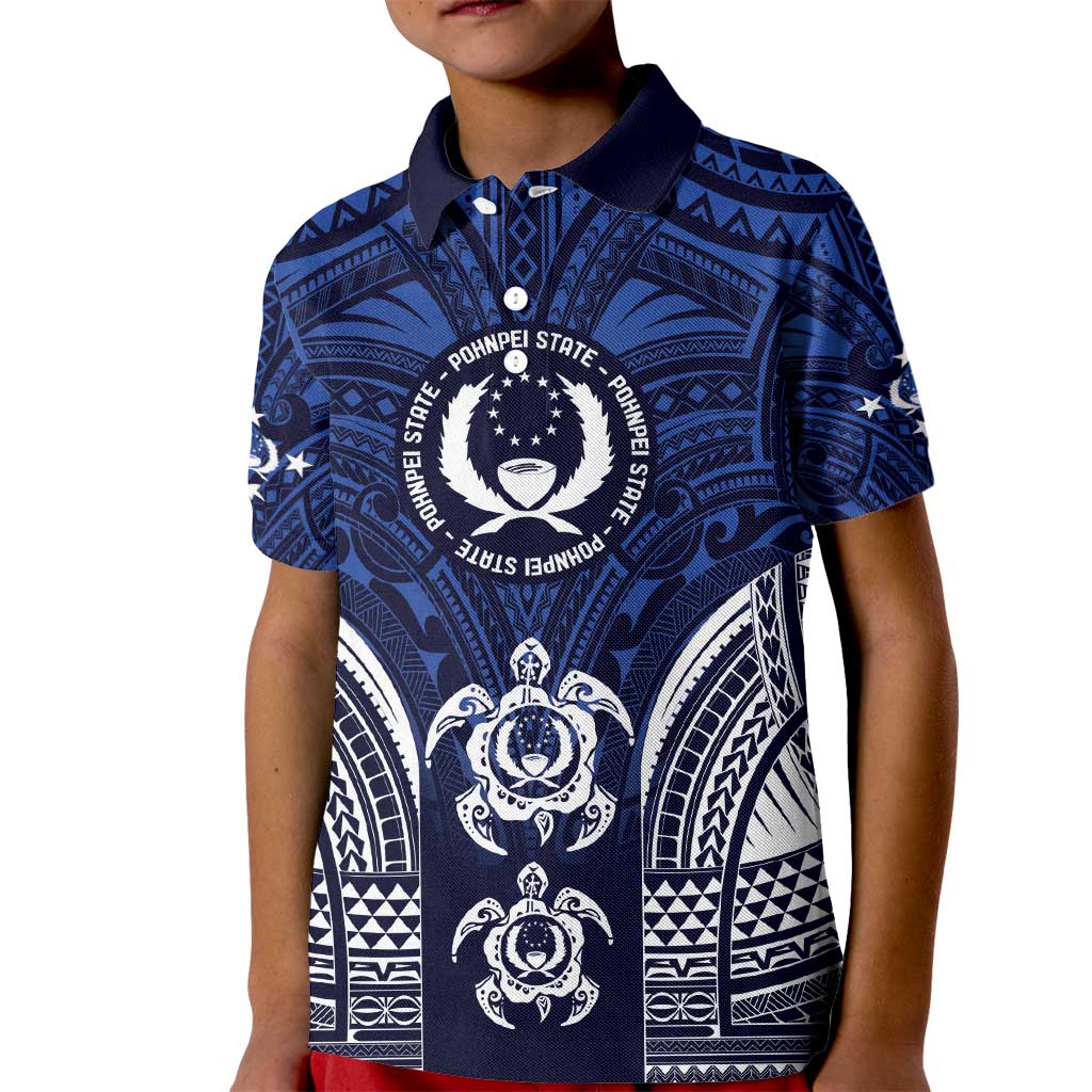 FSM Pohnpei States Kid Polo Shirt Micronesia Six 9 One Polynesian Tribal Pattern LT9 Kid Blue - Polynesian Pride