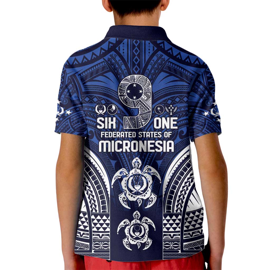 FSM Pohnpei States Kid Polo Shirt Micronesia Six 9 One Polynesian Tribal Pattern LT9 - Polynesian Pride