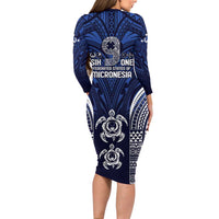 FSM Pohnpei States Long Sleeve Bodycon Dress Micronesia Six 9 One Polynesian Tribal Pattern LT9 - Polynesian Pride