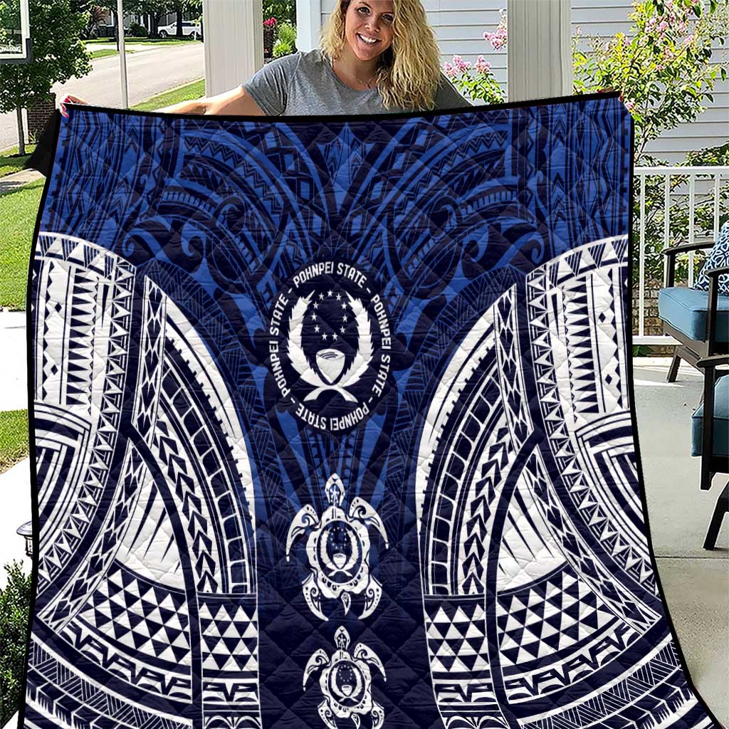 FSM Pohnpei States Quilt Micronesia Six 9 One Polynesian Tribal Pattern LT9 Blue - Polynesian Pride