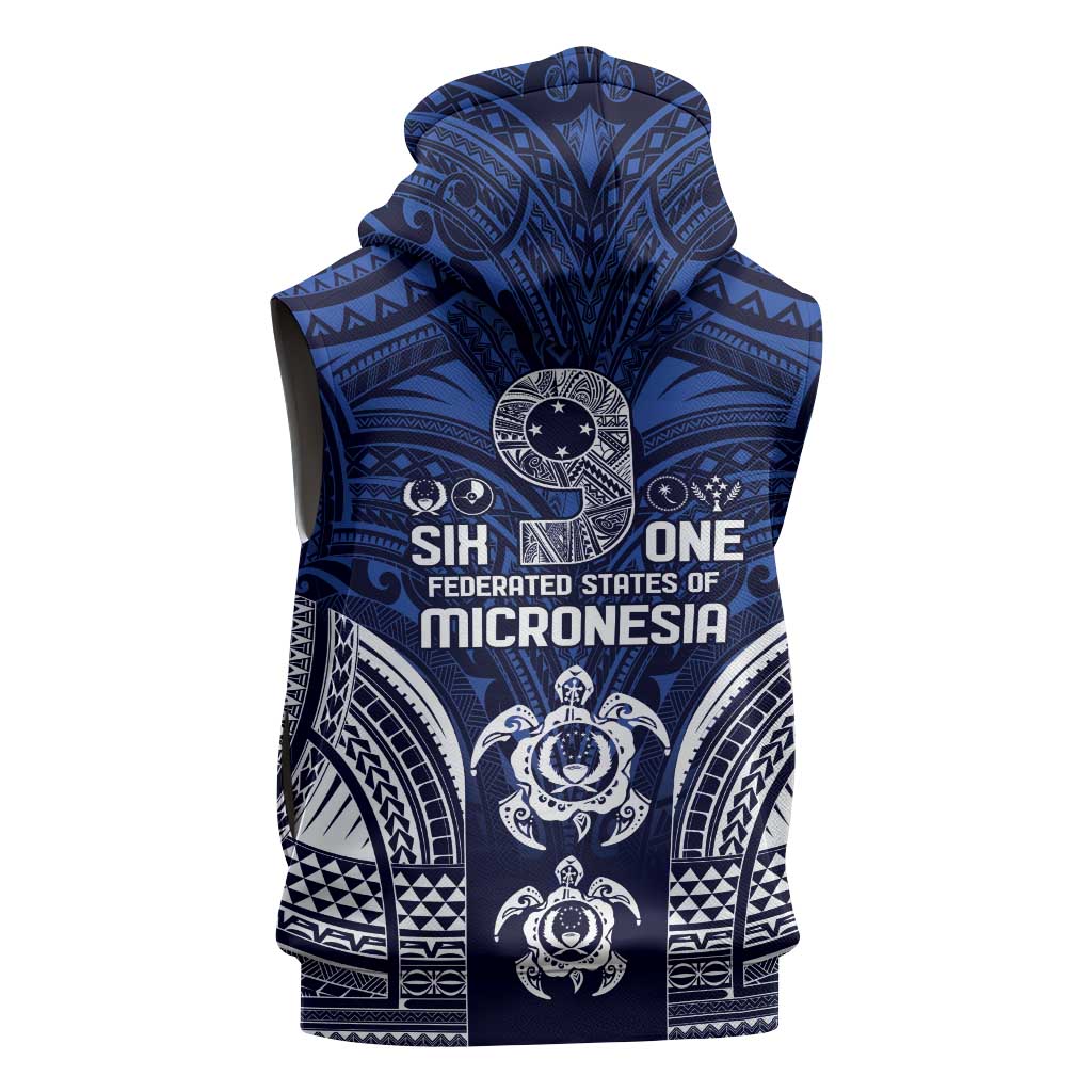 FSM Pohnpei States Sleeveless Zip Hoodie Micronesia Six 9 One Polynesian Tribal Pattern - Polynesian Pride