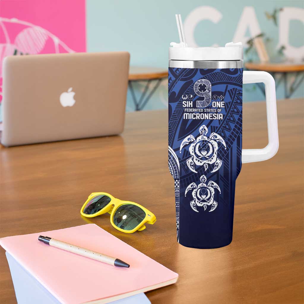 FSM Pohnpei States Tumbler With Handle Micronesia Six 9 One Polynesian Tribal Pattern
