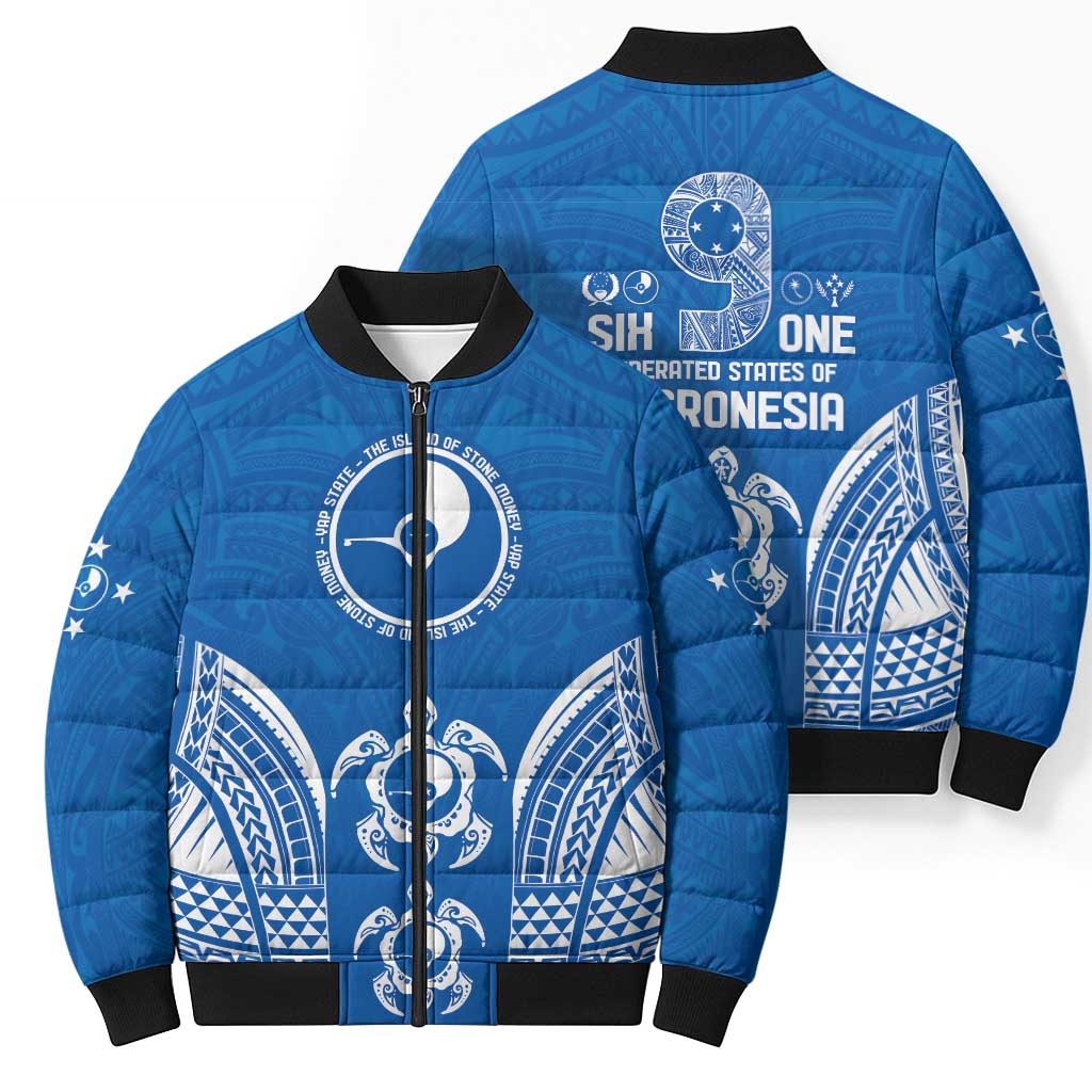 FSM Yap States Bomber Puffer Jacket Micronesia Six 9 One Polynesian Tribal Pattern - Polynesian Pride