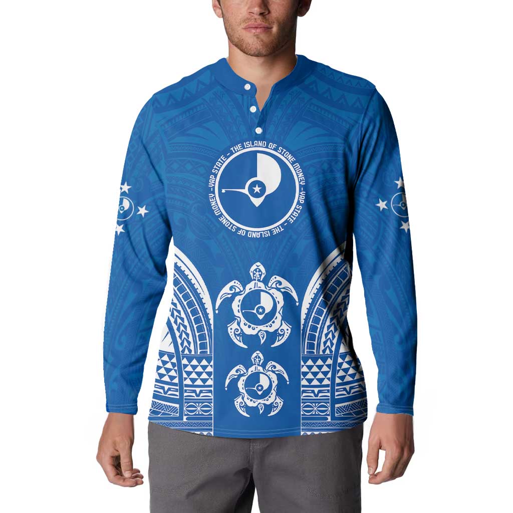 FSM Yap States Button Sweatshirt Micronesia Six 9 One Polynesian Tribal Pattern