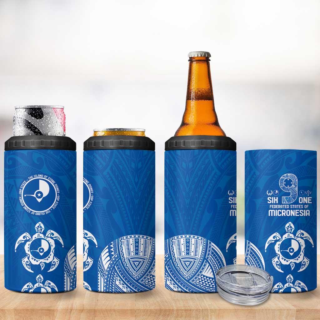 FSM Yap States 4 in 1 Can Cooler Tumbler Micronesia Six 9 One Polynesian Tribal Pattern
