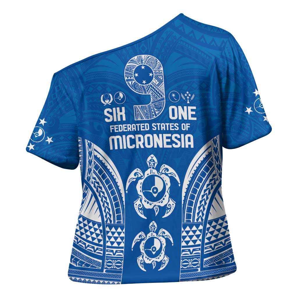 FSM Yap States Cross Shoulder Shirt Micronesia Six 9 One Polynesian Tribal Pattern - Polynesian Pride