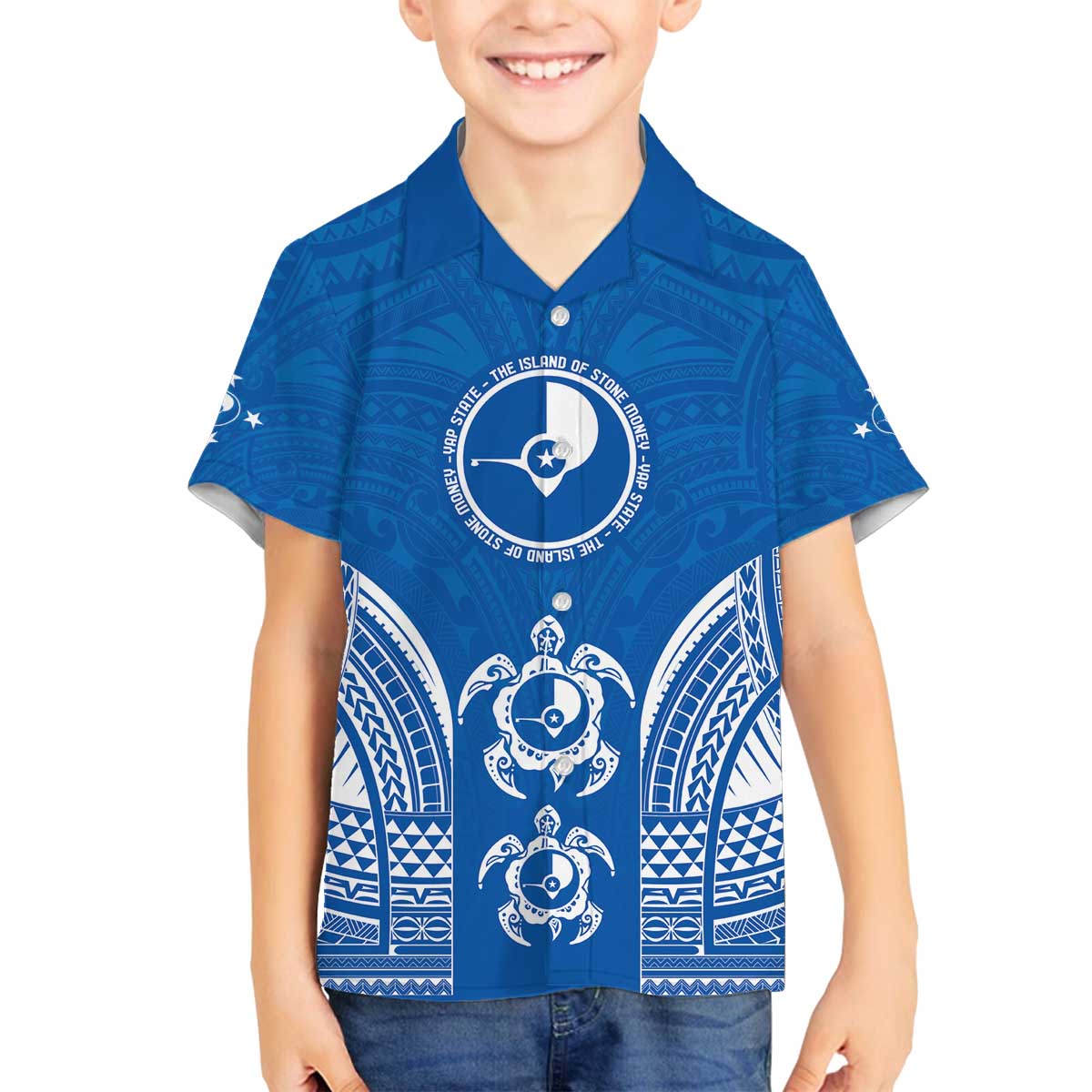 FSM Yap States Family Matching Off The Shoulder Long Sleeve Dress and Hawaiian Shirt Micronesia Six 9 One Polynesian Tribal Pattern