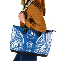 FSM Yap States Leather Tote Bag Micronesia Six 9 One Polynesian Tribal Pattern