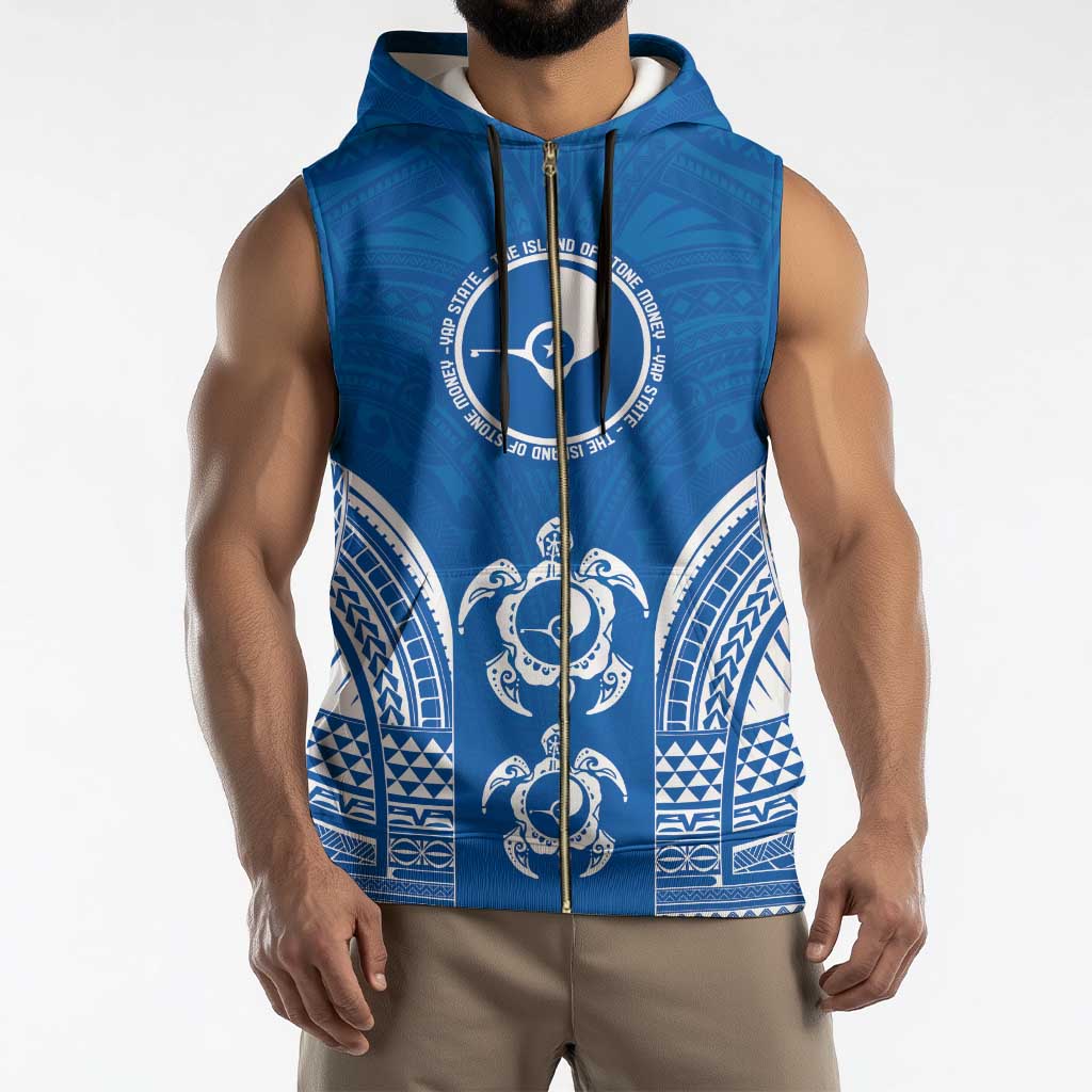 FSM Yap States Sleeveless Zip Hoodie Micronesia Six 9 One Polynesian Tribal Pattern - Polynesian Pride