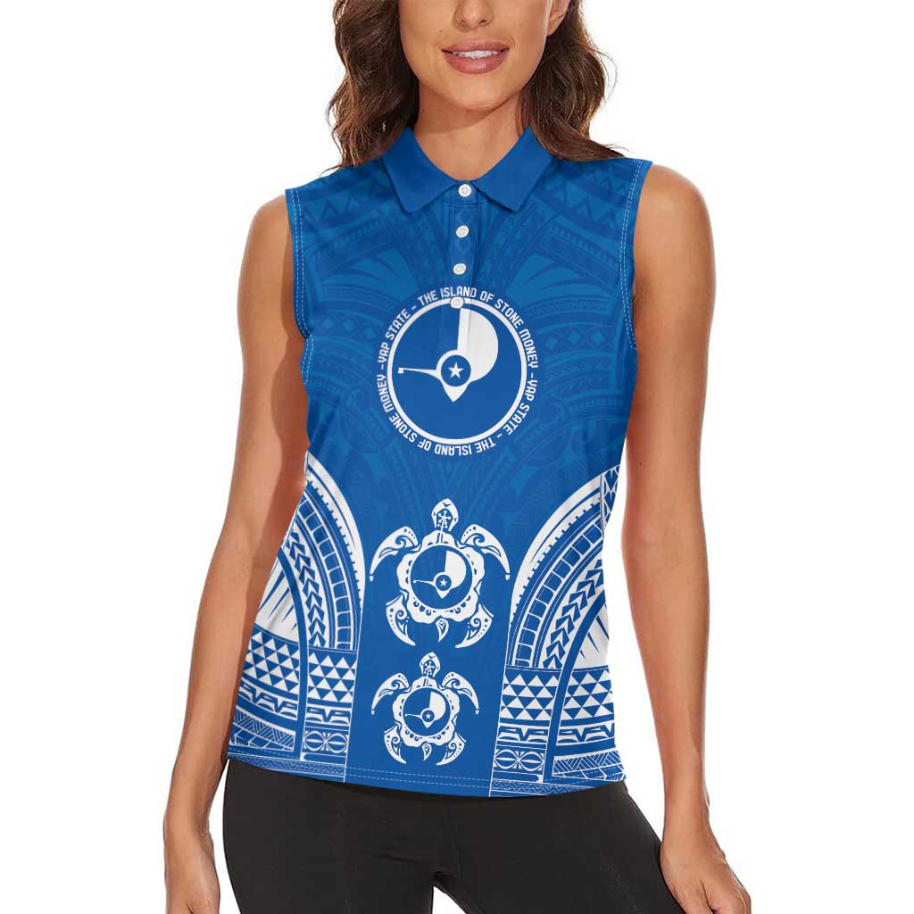FSM Yap States Women Sleeveless Polo Shirt Micronesia Six 9 One Polynesian Tribal Pattern
