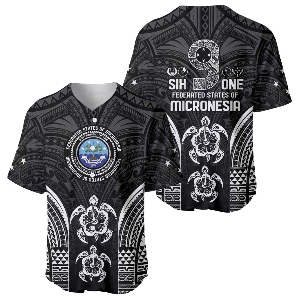 FSM Micronesia Six 9 One Baseball Jersey Polynesian Tribal Pattern